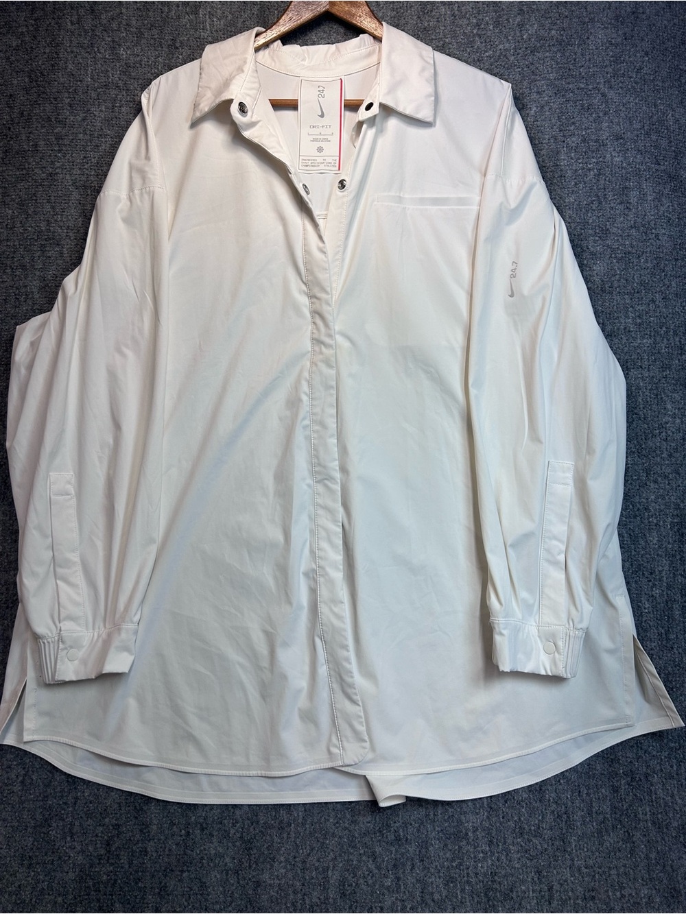 Nike 24.7 Technical Stretch White Casual Button-Down Long Sleeve Shirt